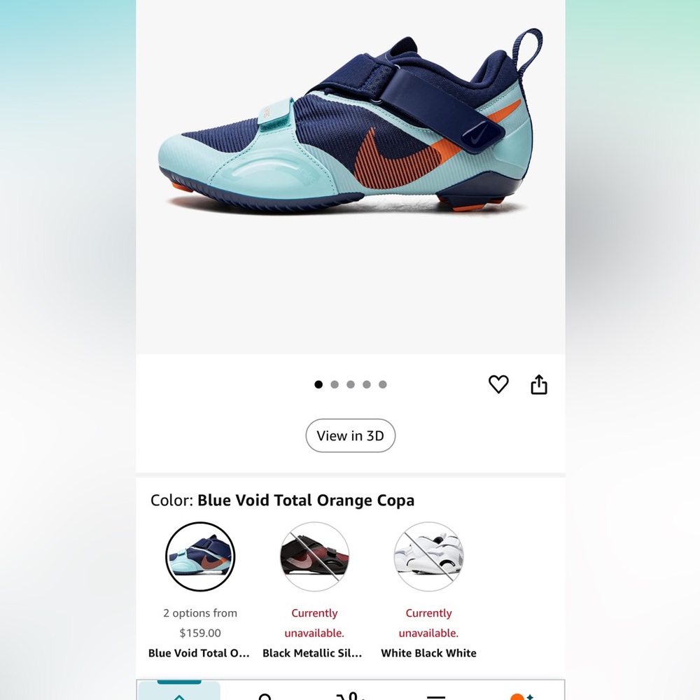 Nike SuperRep Cycling Shoes Men’s Cleats Blue and Teal with Orange Highlights - Picture 9 of 10